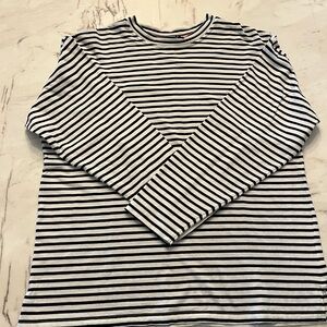 AYR Black and White Striped Long Sleeve Shirt